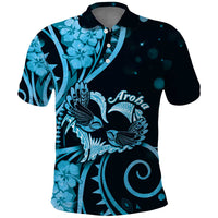 New Zealand Valentine Polo Shirt Aroha Cyan Piwakawaka LT05 Cyan - Polynesian Pride
