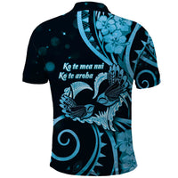 New Zealand Valentine Polo Shirt Aroha Cyan Piwakawaka LT05 - Polynesian Pride