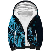 New Zealand Valentine Sherpa Hoodie Aroha Cyan Piwakawaka LT05 Unisex Cyan - Polynesian Pride