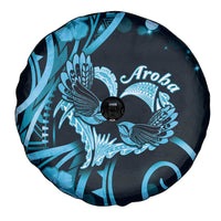New Zealand Valentine Spare Tire Cover Aroha Cyan Piwakawaka LT05 - Polynesian Pride