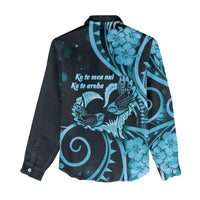New Zealand Valentine Women Casual Shirt Aroha Cyan Piwakawaka