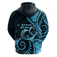 New Zealand Valentine Zip Hoodie Aroha Cyan Piwakawaka LT05 - Polynesian Pride