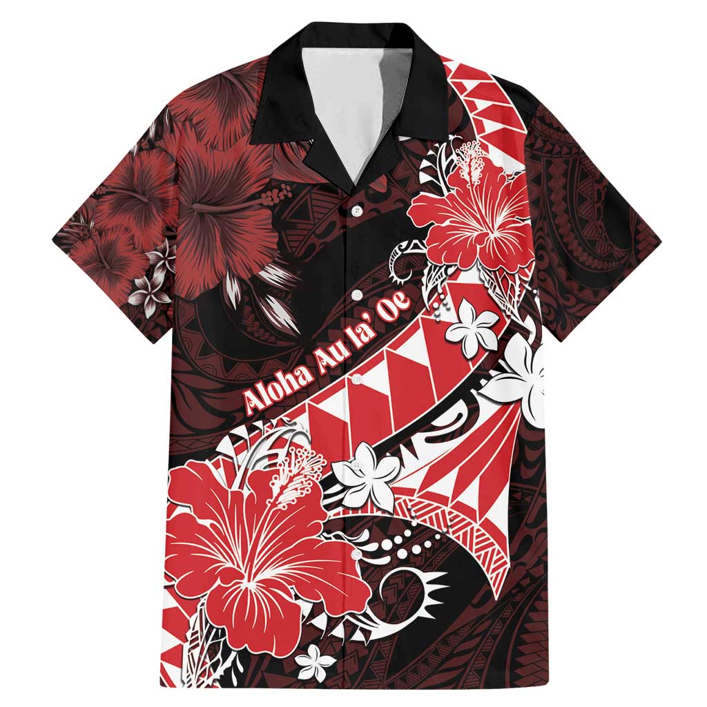 Personalised Hawaii Valentine Day Family Matching Mermaid Dress and Hawaiian Shirt Polynesian Hibiscus Art Style Red LT05 Dad's Shirt - Short Sleeve Red - Polynesian Pride