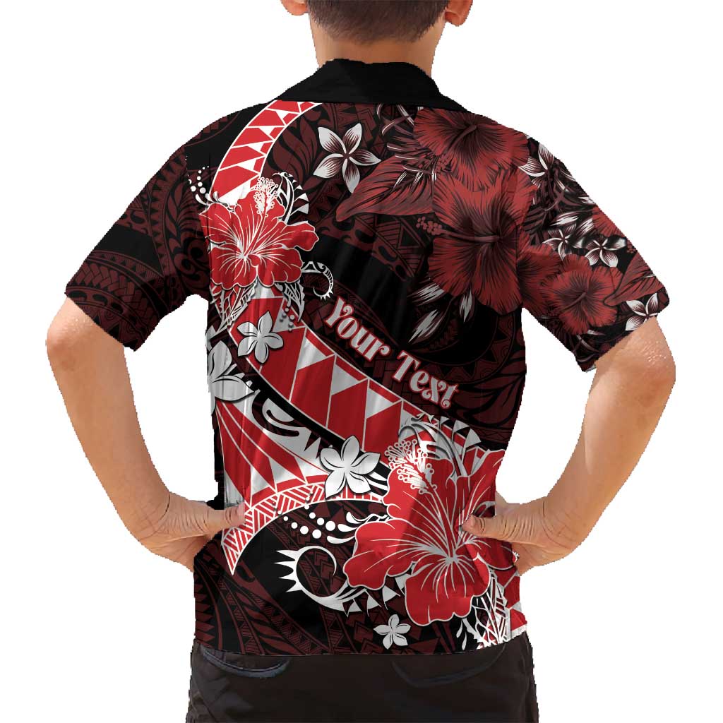 Personalised Hawaii Valentine Day Family Matching Off Shoulder Maxi Dress and Hawaiian Shirt Polynesian Hibiscus Art Style Red LT05 - Polynesian Pride