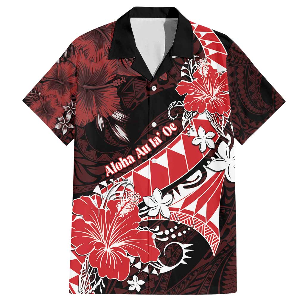 Personalised Hawaii Valentine Day Family Matching Off Shoulder Maxi Dress and Hawaiian Shirt Polynesian Hibiscus Art Style Red LT05 Dad's Shirt - Short Sleeve Red - Polynesian Pride