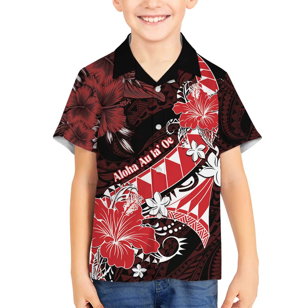 Personalised Hawaii Valentine Day Family Matching Off Shoulder Maxi Dress and Hawaiian Shirt Polynesian Hibiscus Art Style Red LT05 Son's Shirt Red - Polynesian Pride