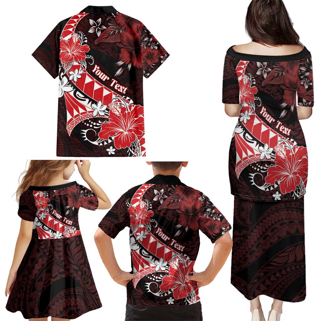 Personalised Hawaii Valentine Day Family Matching Puletasi and Hawaiian Shirt Polynesian Hibiscus Art Style Red LT05 - Polynesian Pride