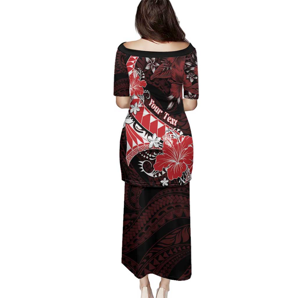 Personalised Hawaii Valentine Day Family Matching Puletasi and Hawaiian Shirt Polynesian Hibiscus Art Style Red LT05 - Polynesian Pride