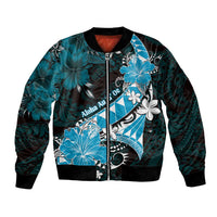 Personalised Hawaii Valentine Day Bomber Jacket Polynesian Hibiscus Art Style Turquoise LT05 Unisex Turquoise - Polynesian Pride