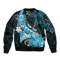 Personalised Hawaii Valentine Day Bomber Jacket Polynesian Hibiscus Art Style Turquoise LT05 - Polynesian Pride