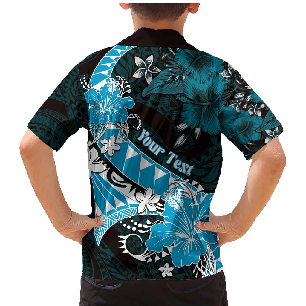 Personalised Hawaii Valentine Day Family Matching Mermaid Dress and Hawaiian Shirt Polynesian Hibiscus Art Style Turquoise LT05 - Polynesian Pride