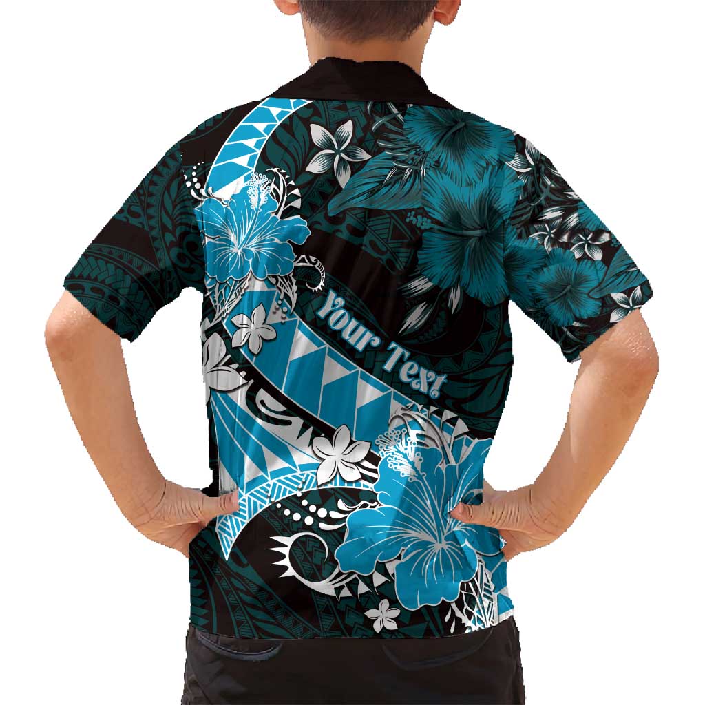 Personalised Hawaii Valentine Day Family Matching Puletasi and Hawaiian Shirt Polynesian Hibiscus Art Style Turquoise LT05 - Polynesian Pride