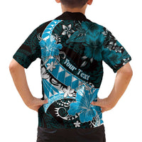 Personalised Hawaii Valentine Day Family Matching Puletasi and Hawaiian Shirt Polynesian Hibiscus Art Style Turquoise LT05 - Polynesian Pride