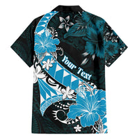 Personalised Hawaii Valentine Day Family Matching Puletasi and Hawaiian Shirt Polynesian Hibiscus Art Style Turquoise LT05 - Polynesian Pride