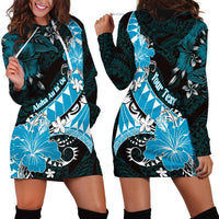 Personalised Hawaii Valentine Day Hoodie Dress Polynesian Hibiscus Art Style Turquoise LT05 - Polynesian Pride
