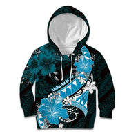 Personalised Hawaii Valentine Day Kid Hoodie Polynesian Hibiscus Art Style Turquoise LT05 Hoodie Turquoise - Polynesian Pride