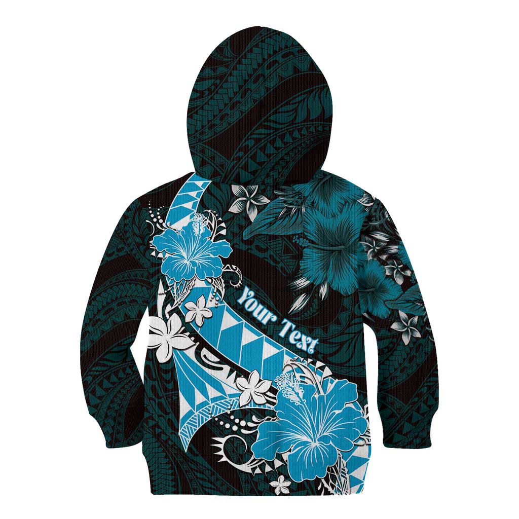 Personalised Hawaii Valentine Day Kid Hoodie Polynesian Hibiscus Art Style Turquoise LT05 - Polynesian Pride