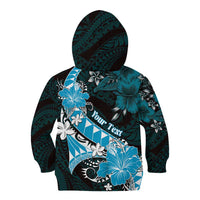 Personalised Hawaii Valentine Day Kid Hoodie Polynesian Hibiscus Art Style Turquoise LT05 - Polynesian Pride
