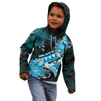 Personalised Hawaii Valentine Day Kid Hoodie Polynesian Hibiscus Art Style Turquoise LT05 - Polynesian Pride