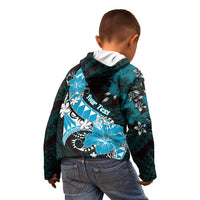 Personalised Hawaii Valentine Day Kid Hoodie Polynesian Hibiscus Art Style Turquoise LT05 - Polynesian Pride