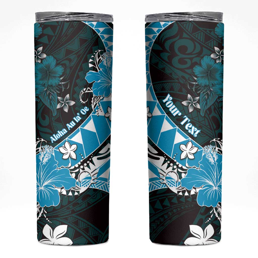 Personalised Hawaii Valentine Day Skinny Tumbler Polynesian Hibiscus Art Style Turquoise LT05 Turquoise - Polynesian Pride