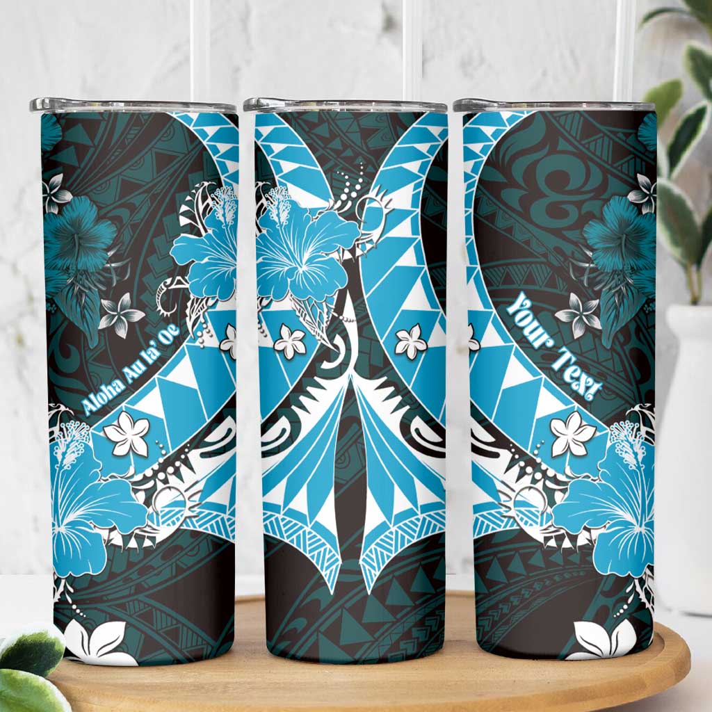 Personalised Hawaii Valentine Day Skinny Tumbler Polynesian Hibiscus Art Style Turquoise LT05 - Polynesian Pride