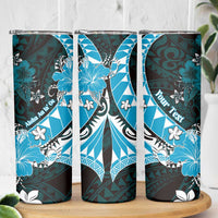 Personalised Hawaii Valentine Day Skinny Tumbler Polynesian Hibiscus Art Style Turquoise LT05 - Polynesian Pride