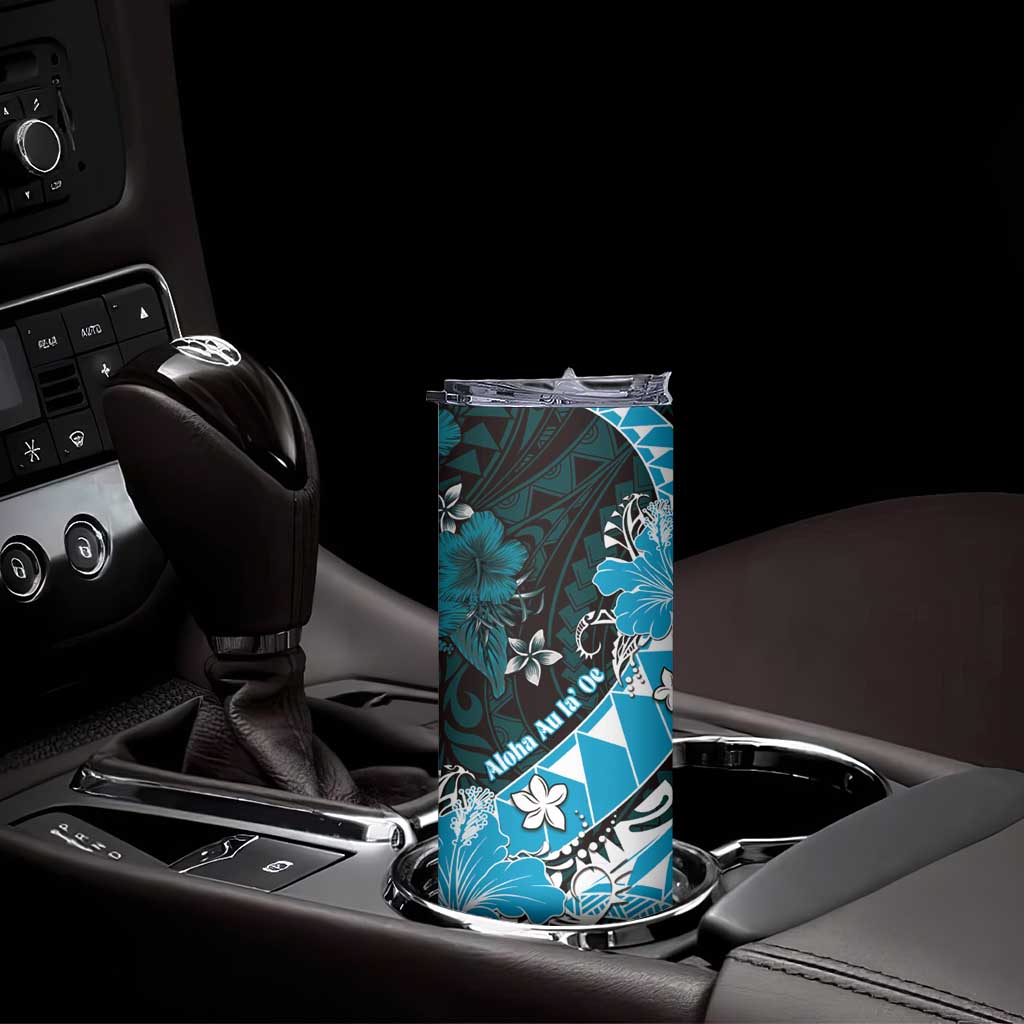 Personalised Hawaii Valentine Day Skinny Tumbler Polynesian Hibiscus Art Style Turquoise LT05 - Polynesian Pride