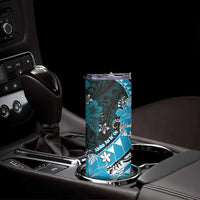 Personalised Hawaii Valentine Day Skinny Tumbler Polynesian Hibiscus Art Style Turquoise LT05 - Polynesian Pride