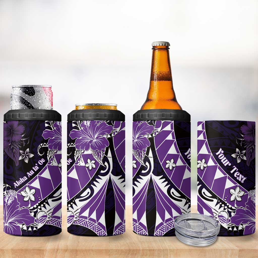 Personalised Hawaii Valentine Day 4 in 1 Can Cooler Tumbler Polynesian Hibiscus Art Style Purple LT05 - Polynesian Pride