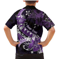 Personalised Hawaii Valentine Day Family Matching Mermaid Dress and Hawaiian Shirt Polynesian Hibiscus Art Style Purple LT05 - Polynesian Pride