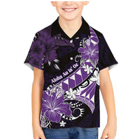 Personalised Hawaii Valentine Day Family Matching Mermaid Dress and Hawaiian Shirt Polynesian Hibiscus Art Style Purple LT05 Son's Shirt Purple - Polynesian Pride