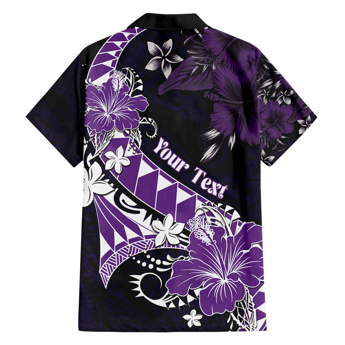 Personalised Hawaii Valentine Day Family Matching Off The Shoulder Long Sleeve Dress and Hawaiian Shirt Polynesian Hibiscus Art Style Purple