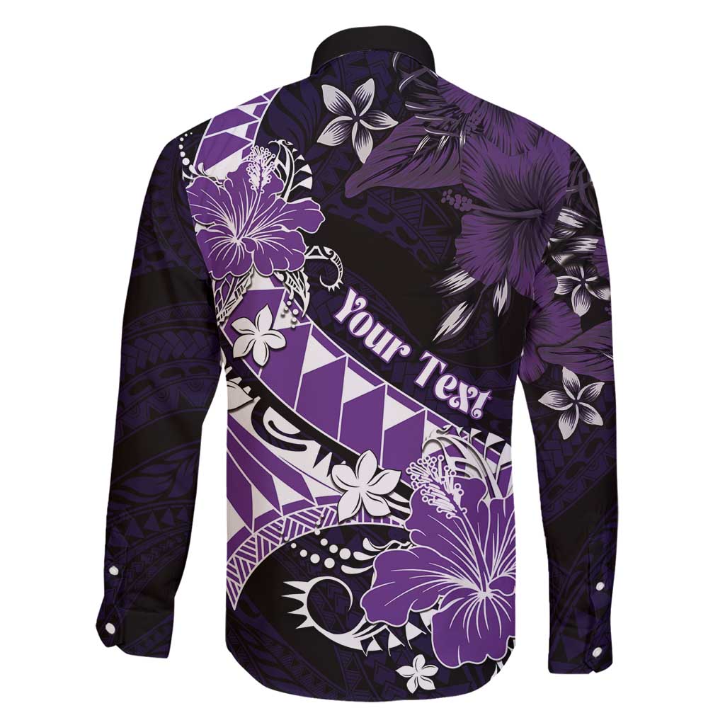 Personalised Hawaii Valentine Day Family Matching Off Shoulder Maxi Dress and Hawaiian Shirt Polynesian Hibiscus Art Style Purple LT05 - Polynesian Pride