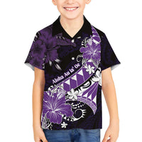 Personalised Hawaii Valentine Day Family Matching Off Shoulder Maxi Dress and Hawaiian Shirt Polynesian Hibiscus Art Style Purple LT05 Son's Shirt Purple - Polynesian Pride