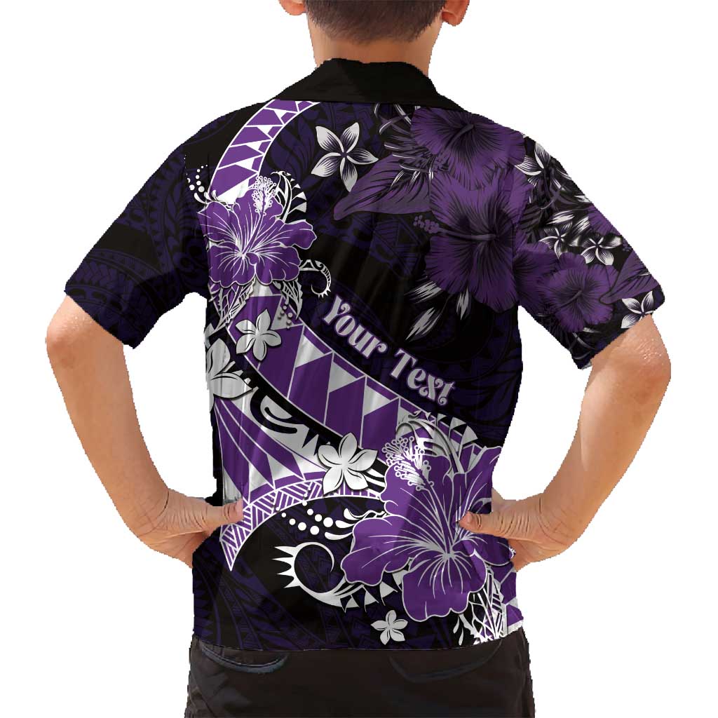 Personalised Hawaii Valentine Day Family Matching Puletasi and Hawaiian Shirt Polynesian Hibiscus Art Style Purple LT05 - Polynesian Pride