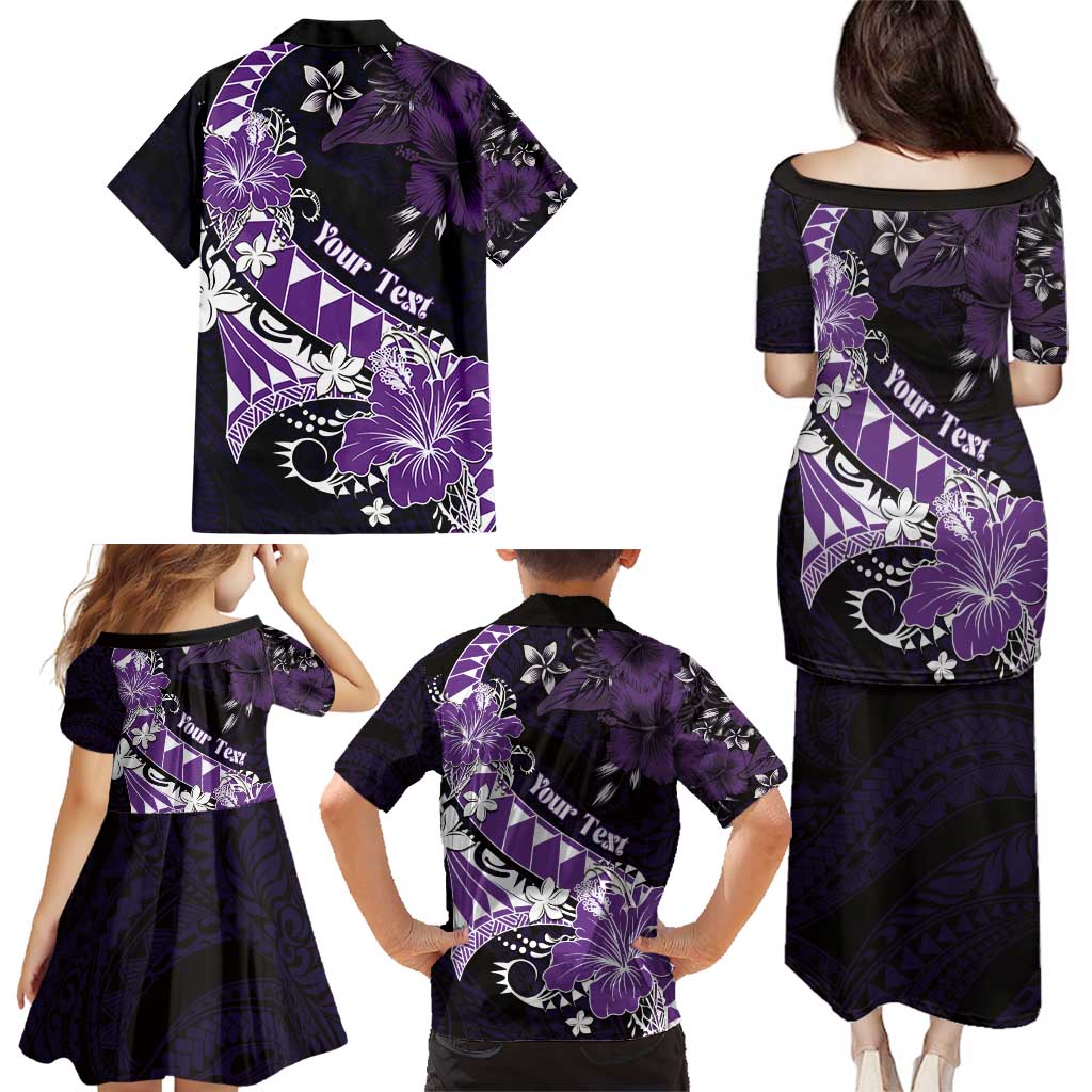 Personalised Hawaii Valentine Day Family Matching Puletasi and Hawaiian Shirt Polynesian Hibiscus Art Style Purple LT05 - Polynesian Pride