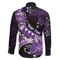 Personalised Hawaii Valentine Day Family Matching Puletasi and Hawaiian Shirt Polynesian Hibiscus Art Style Purple LT05 - Polynesian Pride