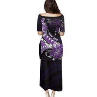 Personalised Hawaii Valentine Day Family Matching Puletasi and Hawaiian Shirt Polynesian Hibiscus Art Style Purple LT05 - Polynesian Pride