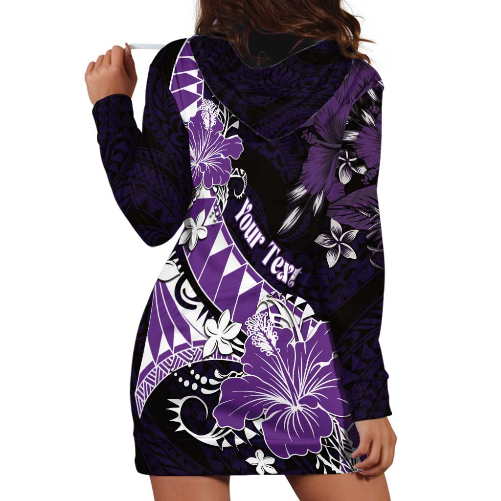 Personalised Hawaii Valentine Day Hoodie Dress Polynesian Hibiscus Art Style Purple LT05 - Polynesian Pride