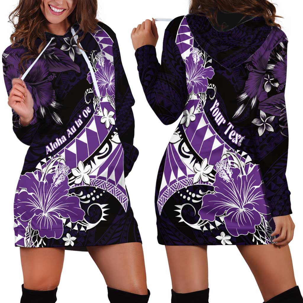 Personalised Hawaii Valentine Day Hoodie Dress Polynesian Hibiscus Art Style Purple LT05 - Polynesian Pride