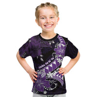 Personalised Hawaii Valentine Day Kid T Shirt Polynesian Hibiscus Art Style Purple LT05 Purple - Polynesian Pride