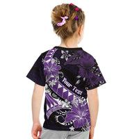 Personalised Hawaii Valentine Day Kid T Shirt Polynesian Hibiscus Art Style Purple LT05 - Polynesian Pride