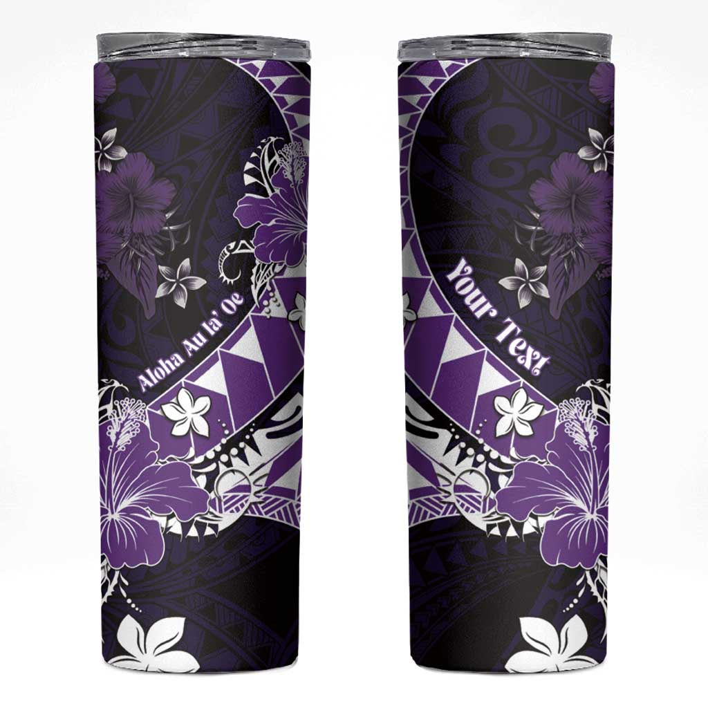 Personalised Hawaii Valentine Day Skinny Tumbler Polynesian Hibiscus Art Style Purple LT05 Purple - Polynesian Pride