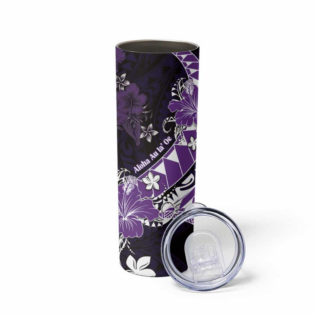 Personalised Hawaii Valentine Day Skinny Tumbler Polynesian Hibiscus Art Style Purple LT05 - Polynesian Pride