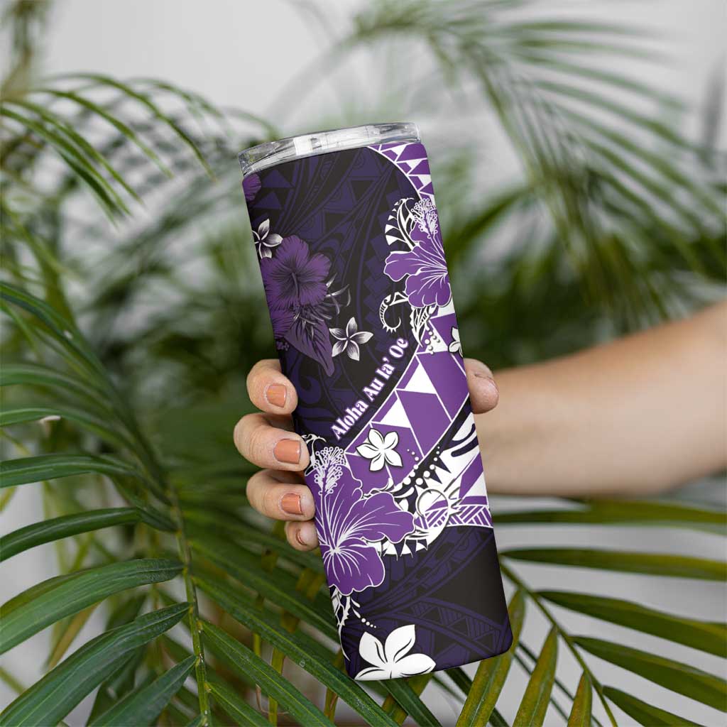 Personalised Hawaii Valentine Day Skinny Tumbler Polynesian Hibiscus Art Style Purple LT05 - Polynesian Pride