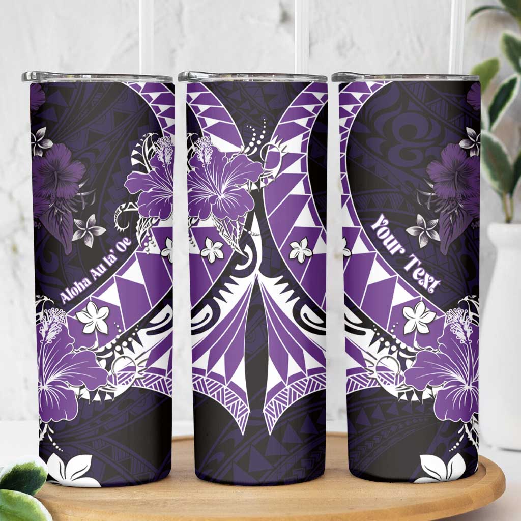 Personalised Hawaii Valentine Day Skinny Tumbler Polynesian Hibiscus Art Style Purple LT05 - Polynesian Pride