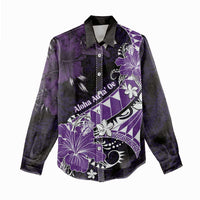 Personalised Hawaii Valentine Day Women Casual Shirt Polynesian Hibiscus Art Style Purple LT05 - Polynesian Pride