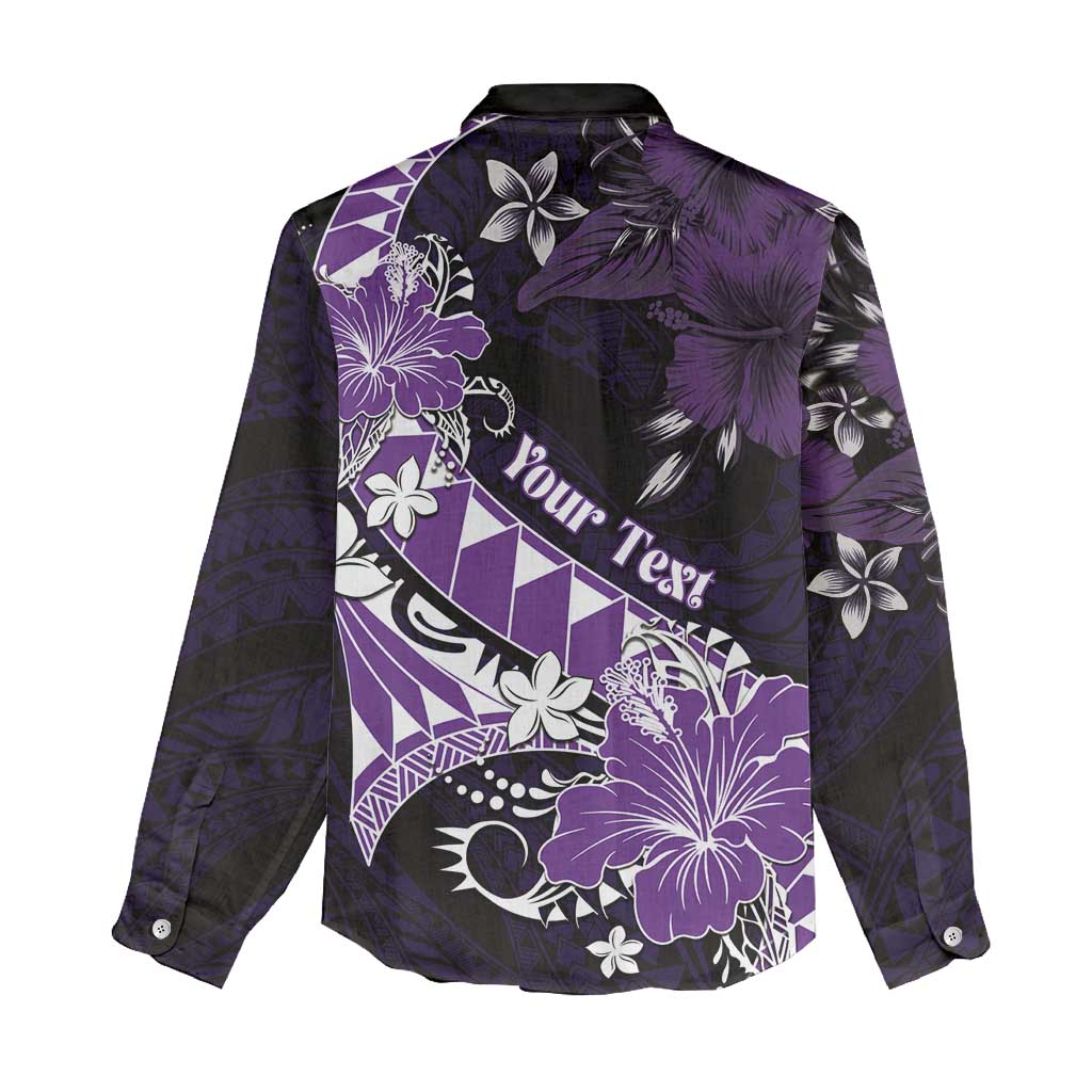 Personalised Hawaii Valentine Day Women Casual Shirt Polynesian Hibiscus Art Style Purple LT05 - Polynesian Pride