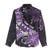 Personalised Hawaii Valentine Day Women Casual Shirt Polynesian Hibiscus Art Style Purple LT05 - Polynesian Pride